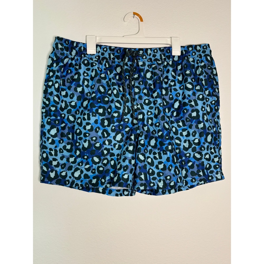 No Boundaries Mens Blue Leopard Print Swim Trunks Mesh Lined Size XL 40-42